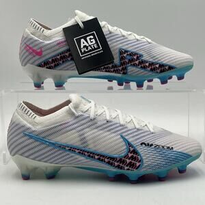 Mens Size 8.5 Nike Zoom Vapor 15 Elite AG Pro White Blue Football FD0248 146 NEW